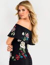 Jovani 47636 Crepe Floral Embroidered Off Shoulder Long Gown