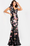 Jovani 48638 Floral Sequin Embroidery One-Shoulder Long Gown