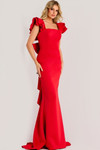 Jovani 47844 Stretch Crepe Square Neck Ruffle Sleeve Gown
