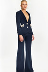 Jovani 47615 Crepe Crystal Embellished Bows Tuxedo Pantsuit
