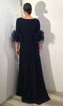 Jovani 40200 Long Sleeves Feathers Round Neck Fitted Gown