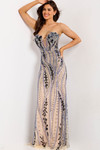 Jovani 43705 Sheer Beaded Sweetheart Neck Strapless Gown