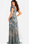 Jovani 45942 Sequin Mesh V-Neckline Ruffled Cap Sleeves Gown
