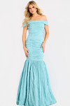 Jovani 45400 Lace Textured Off Shoulder Sleeves Long Gown