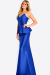 Jovani 50257 Peplum Satin V-neckline Strapless Evening Gown