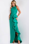 Jovani 44473 Mikado Cascading Ruffle Halter Neck Long Gown
