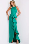 Jovani 44473 Mikado Cascading Ruffle Halter Neck Long Gown