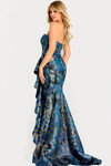 Jovani 48706 Metallic Jacquard Ruffled Strapless Long Gown