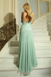 Jovani 48061 Chiffon Metallic Shine V-Neck Strapless Gown