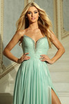 Jovani 48061 Chiffon Metallic Shine V-Neck Strapless Gown