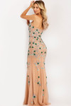 Jovani 46401 Embellished Mesh V-neck Strapless Evening Gown