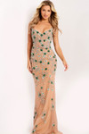 Jovani 46401 Embellished Mesh V-neck Strapless Evening Gown