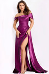 Jovani 44322 Shimmering Satin Off-Shoulder Evening Dress