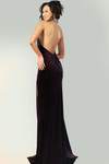 Jovani 48960 Velvet Crystal Embellished High Neck Long Dress