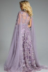 Jovani 43312 Illusion Floral Embroidery Cape Sleeves Gown