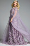 Jovani 43312 Illusion Floral Embroidery Cape Sleeves Gown