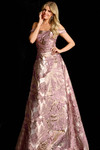 Jovani 44718 Metallic Brocade Jacquard Off Shoulder Gown