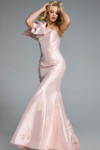 Jovani 44354 Satin Floral Embellishments One-Shoulder Gown