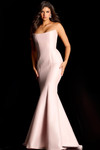 Jovani 49307 Stretch Satin Straight Neck Structured Gown