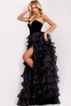 Jovani 40932 Velvet Organza Ruffles Strapless Ball Gown