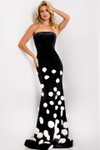 Jovani 45238 Velvet 3D Floral Strapless Mermaid Evening Gown