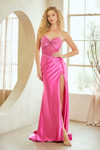 Amelia Couture CC1200 High-Shine Satin Strapless Prom Gown