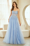 Amelia Couture 9078 Floral Beading Strapless Long Dress