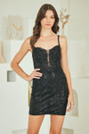 Amelia Couture JQ1100S Sequined Beaded Lace Short Dress