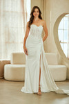 Amelia Couture 2076 Satin Sheer Lace Strapless Bridal Gown
