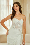 Amelia Couture 2076 Satin Sheer Lace Strapless Bridal Gown