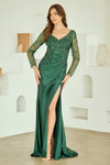Amelia Couture JQ1102 V-Neckline Illusion Long Sleeves Gown