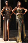 Jovani 42838 Metallic Jersey Cowl Neck Strapless Sheath Gown