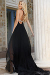 Jovani 47787 Chiffon Velvet Halter V-Neck Sleeveless Dress
