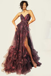 Jovani 45712 Sheer Floral Tulle Print Overlay A-Line Gown