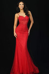 Jovani 44565 Beaded Mesh Over Lining Spaghetti Strap Dress