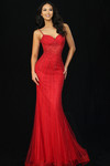 Jovani 44565 Beaded Mesh Over Lining Spaghetti Strap Dress