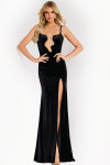 Jovani 42392 Velvet Deep Illusion Plunging Neckline Gown