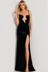 Jovani 42392 Velvet Deep Illusion Plunging Neckline Gown