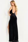 Jovani 42392 Velvet Deep Illusion Plunging Neckline Gown