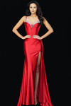 Jovani 50277 Satin Sweetheart Neck Sleeveless High Slit Gown