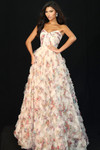 Jovani 46783 Floral Printed Layered Ruffles Strapless Gown
