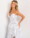 Jovani 49899 Satin Polka Dot Print Strapless Long Ball Gown