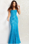 Jovani 07499 Embellished Lace Beaded Sweetheart Neck Gown