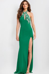 Jovani 47143 Jersey Embellished Halter Neck Keyhole Gown