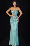 Jovani 49224 Beaded Mesh Sweetheart Neck Strapless Gown