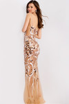 Jovani 45601 Sequin Floral Sheer Tulle Deep V-Neck Long Gown