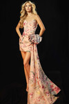 Jovani 47627 Jacquard Floral Sweetheart Neckline Mini Dress