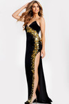 Jovani 47009 Velvet Sequin Embellishment Strapless Prom Gown