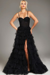 Jovani 38278 Layered Tulle Ruffles Spaghetti Straps Gown