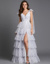 Jovani 49358 Tiered Ruffle Polka Dot V-Neck Sleeveless Gown